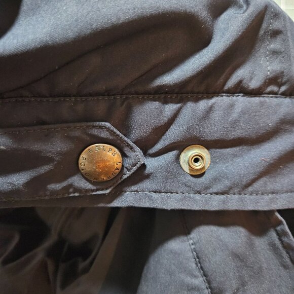 VTG Blue Label Polo Ralph Lauren Coat XXL Navy Fleece Lined Zip M Rolled Hoodie - Picture 8 of 16